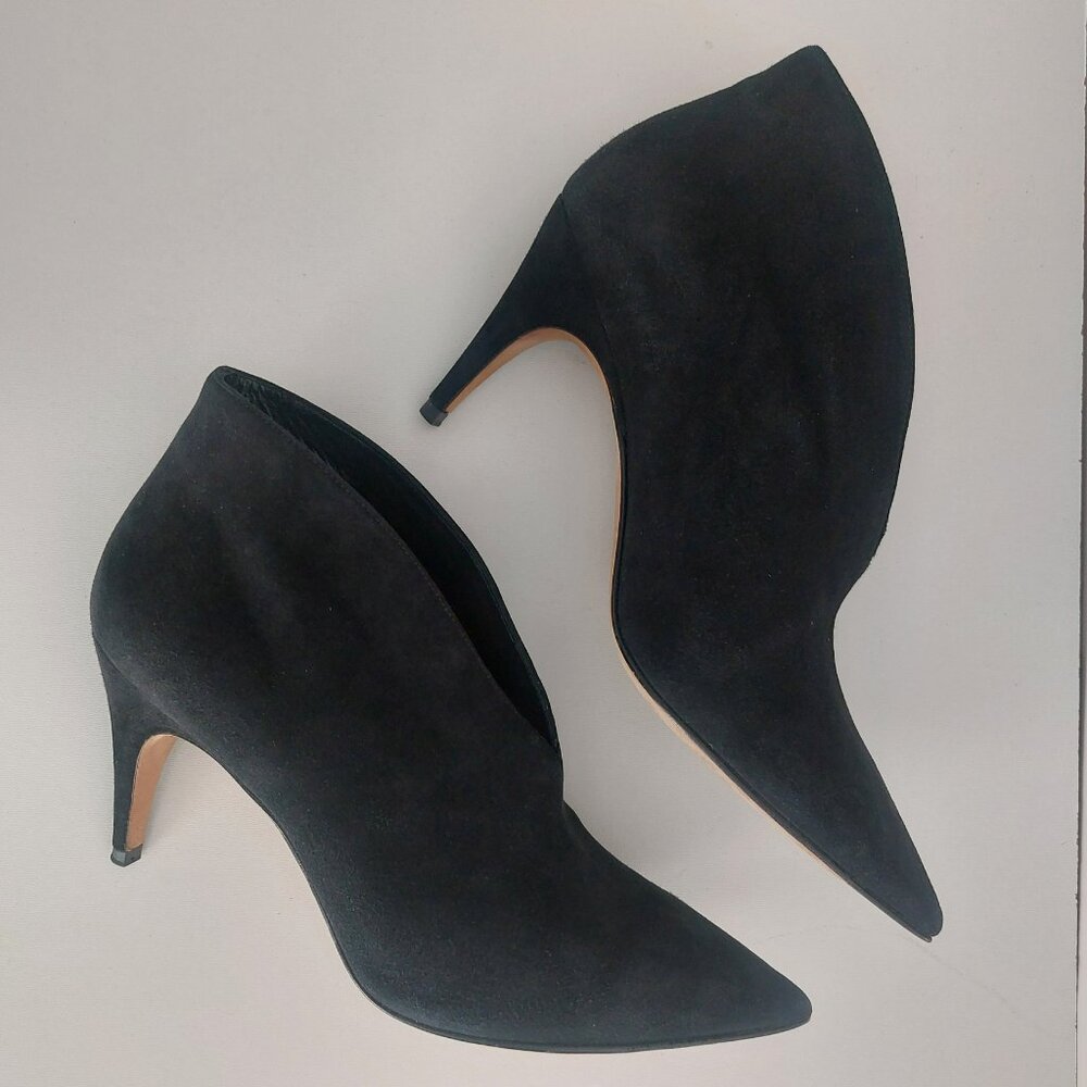 Derek Lam Ankle Boots 8 Black Suede Pointy Toe Heels Italian Cool Girl Designer - Picture 10 of 16